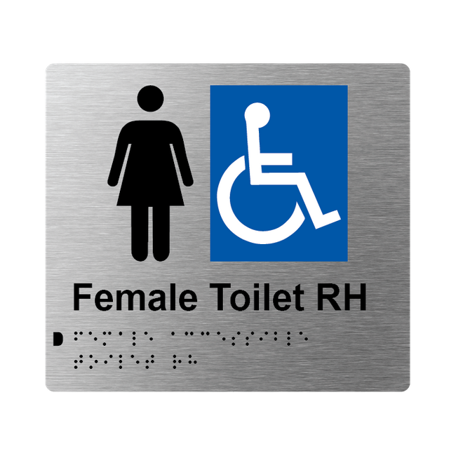 L1021 Female Accessible Toilet RH Braille Sign 200x180mm