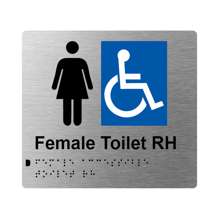 L1021 Female Accessible Toilet RH Braille Sign 200x180mm