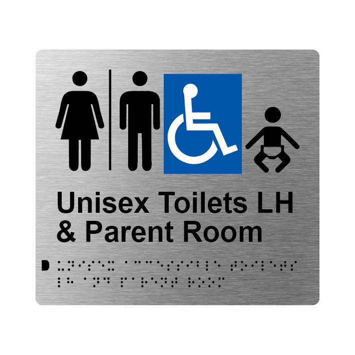 L1030 Unisex Accessible Toilets LH & Parent Room (Airlock) Braille Sign 200x180mm