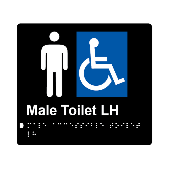 L1018 Male Accessible Toilet LH Braille Sign 200x180mm