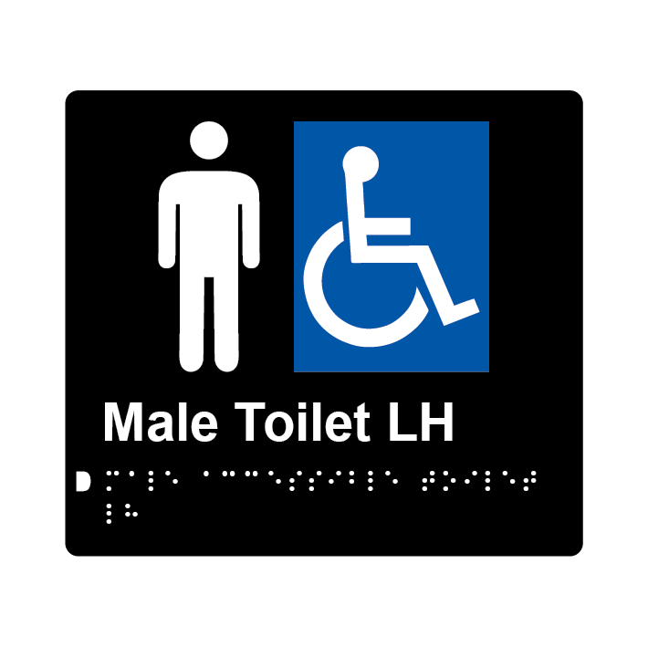 L1018 Male Accessible Toilet LH Braille Sign 200x180mm