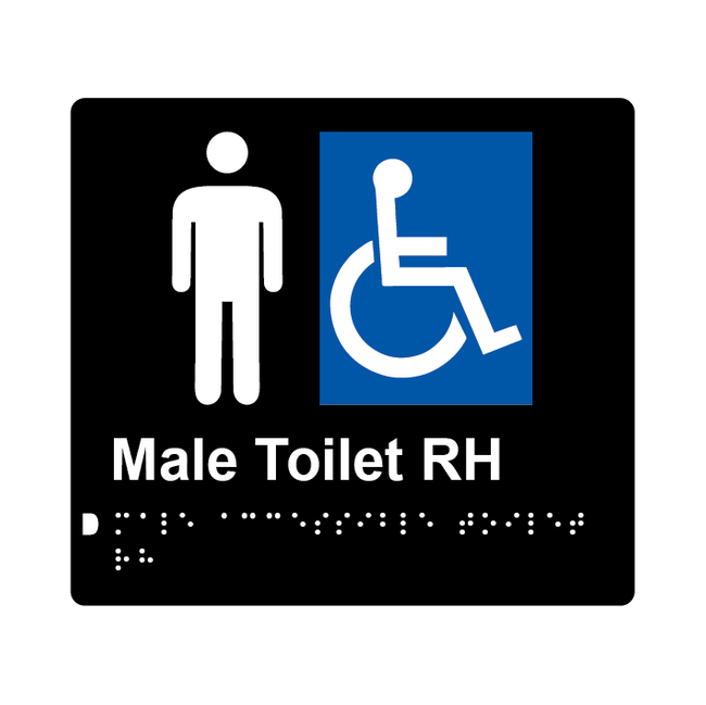 L1019 Male Accessible Toilet RH Braille Sign 200x180mm