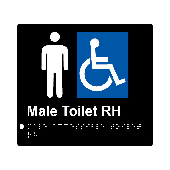 L1019 Male Accessible Toilet RH Braille Sign 200x180mm