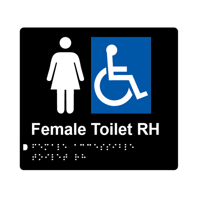 L1021 Female Accessible Toilet RH Braille Sign 200x180mm