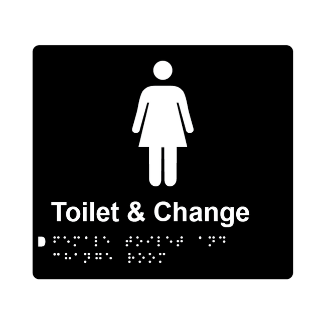 L1023 Female Toilet & Change Room Braille Sign 200x180mm