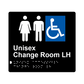 L1049 Unisex Accessible Change Room LH Braille Sign 200x180mm