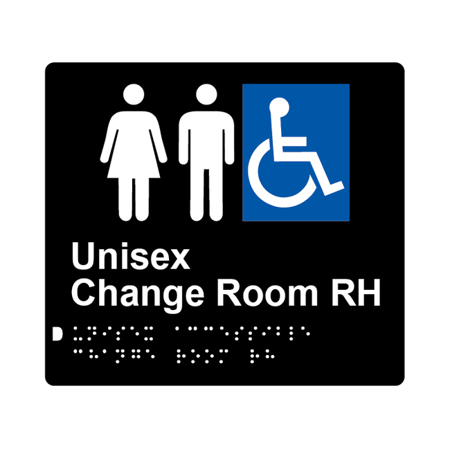 L1050 Unisex Accessible Change Room RH Braille Sign 200x180mm