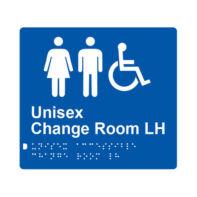 L1049 Unisex Accessible Change Room LH Braille Sign 200x180mm