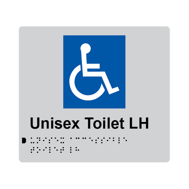 L1003 Unisex Toilet LH Braille Sign 200x180mm