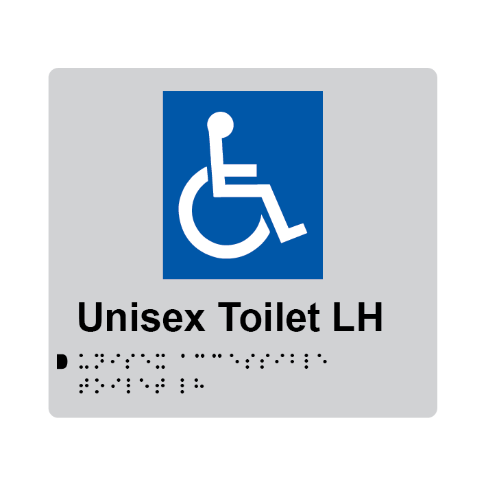 L1003 Unisex Toilet LH Braille Sign 200x180mm