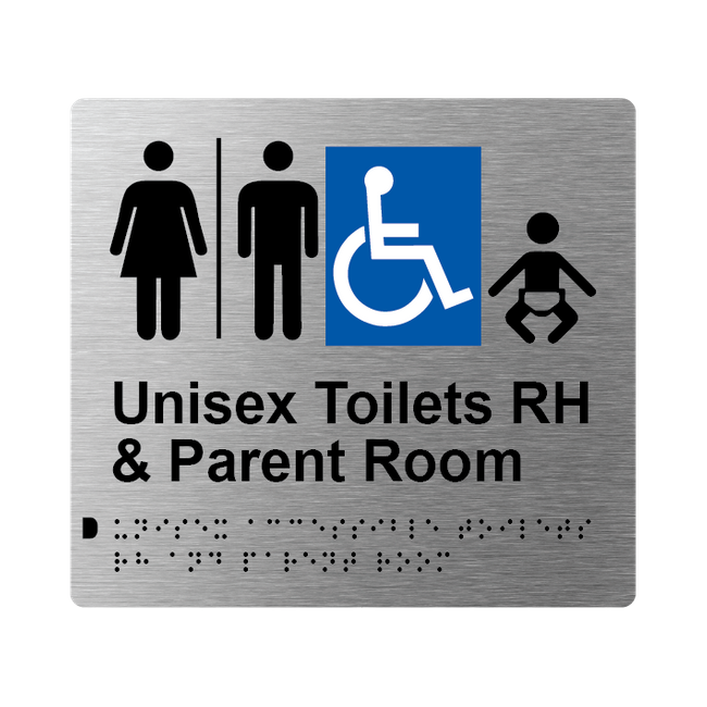 L1031 Unisex Accessible Toilets RH & Parent Room (Airlock) Braille Sign 200x180mm