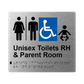 L1031 Unisex Accessible Toilets RH & Parent Room (Airlock) Braille Sign 200x180mm