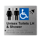 L1041 Unisex Accessible Toilets LH & Shower (Airlock) Braille Sign 200x180mm