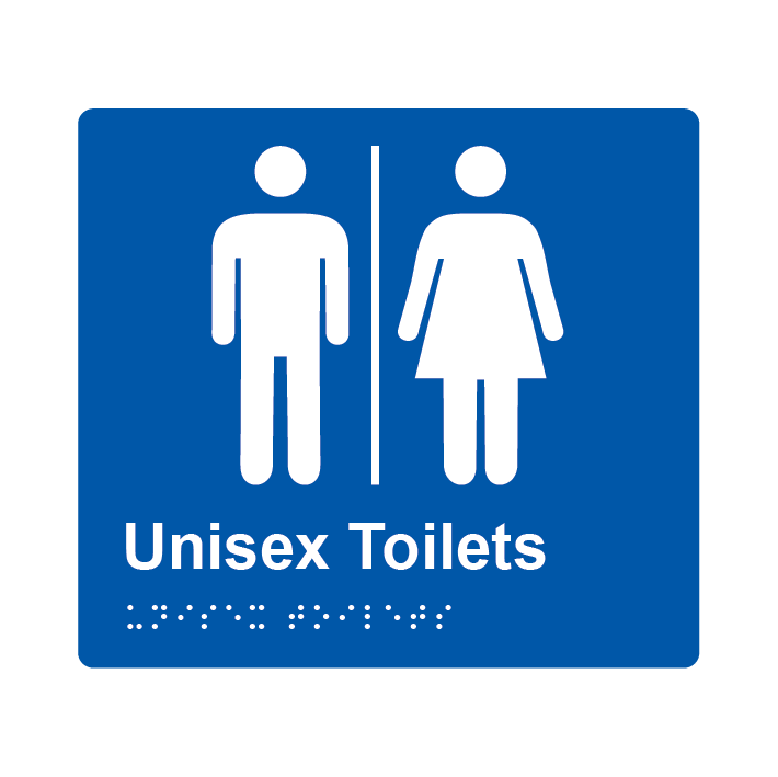 L1005 Unisex Toilets Airlock Braille Sign 200x180mm