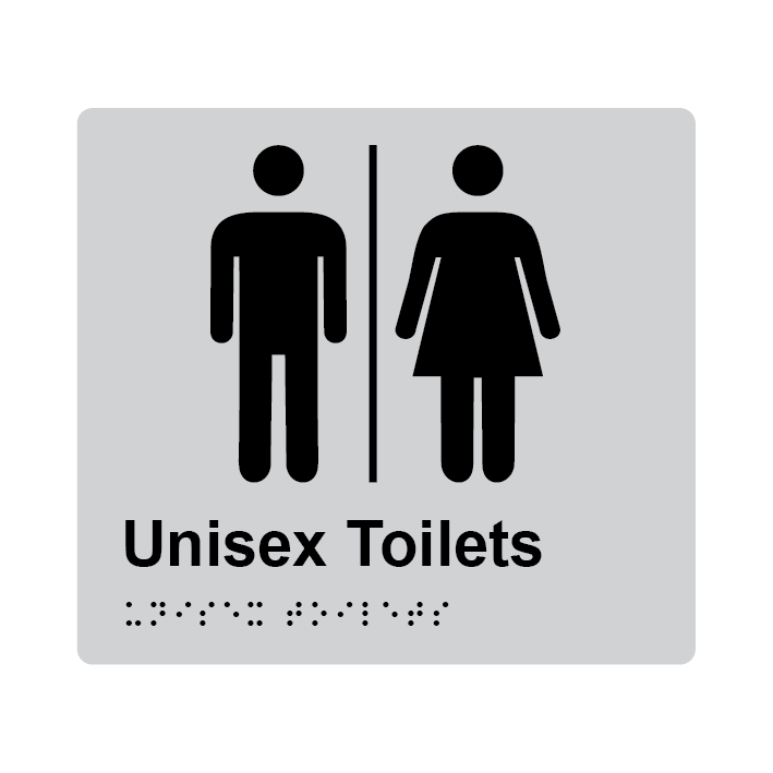 L1005 Unisex Toilets Airlock Braille Sign 200x180mm
