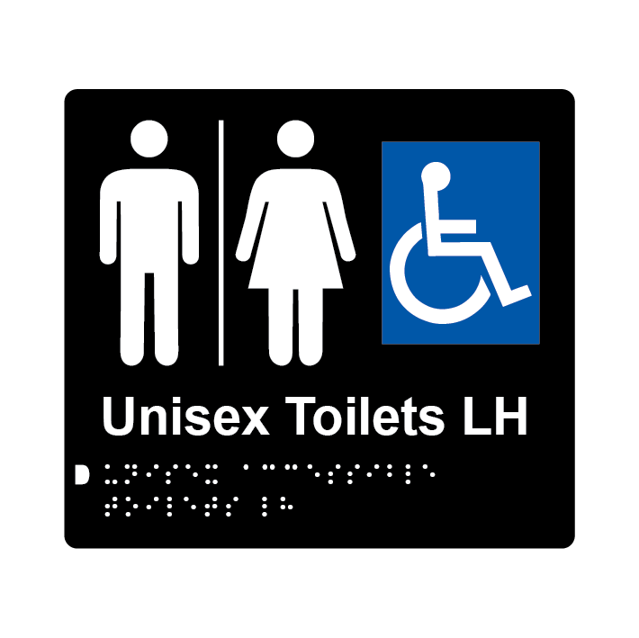 L1009 Unisex Accessible Toilets LH Airlock Braille Sign 200x180mm