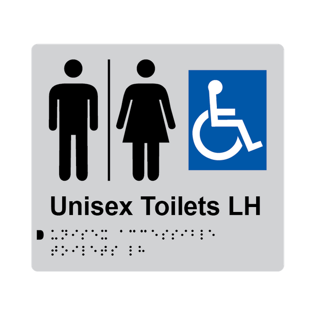 L1009 Unisex Accessible Toilets LH Airlock Braille Sign 200x180mm