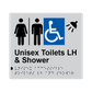 L1041 Unisex Accessible Toilets LH & Shower (Airlock) Braille Sign 200x180mm