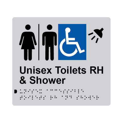 L1042 Unisex Accessible Toilets RH & Shower (Airlock) Braille Sign 200x180mm