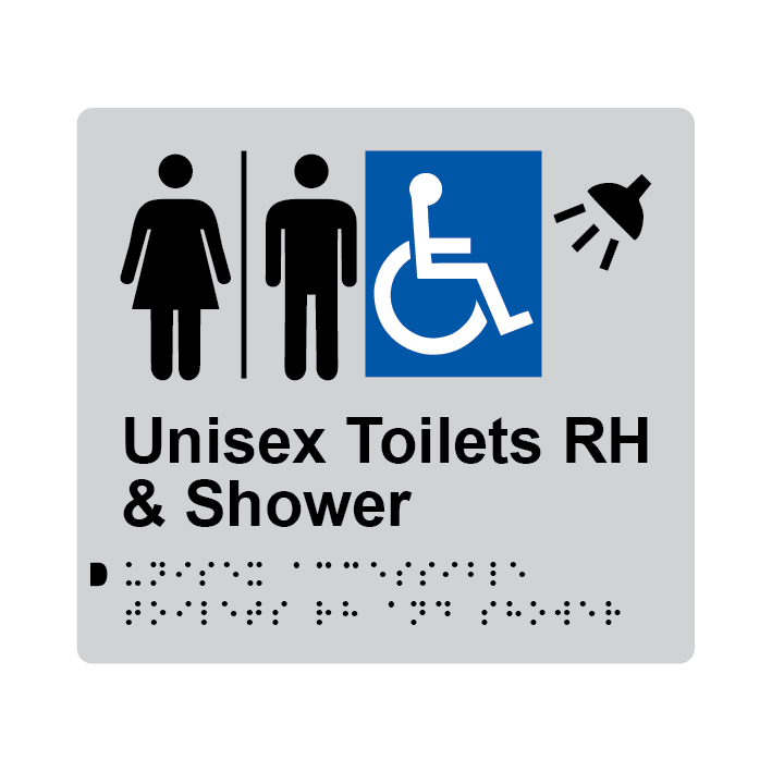 L1042 Unisex Accessible Toilets RH & Shower (Airlock) Braille Sign 200x180mm