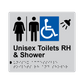 L1042 Unisex Accessible Toilets RH & Shower (Airlock) Braille Sign 200x180mm