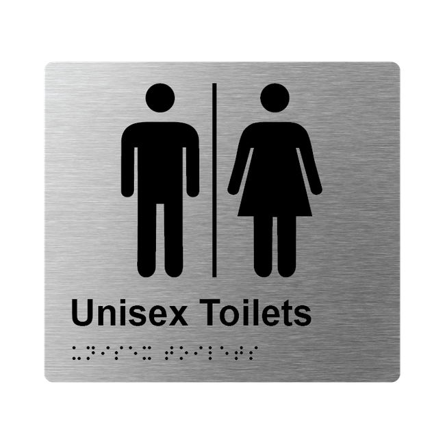 L1005 Unisex Toilets Airlock Braille Sign 200x180mm