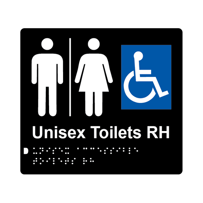 L1010 Unisex Accessible Toilets RH Airlock Braille Sign 200x180mm