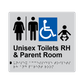 L1031 Unisex Accessible Toilets RH & Parent Room (Airlock) Braille Sign 200x180mm