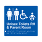 L1031 Unisex Accessible Toilets RH & Parent Room (Airlock) Braille Sign 200x180mm