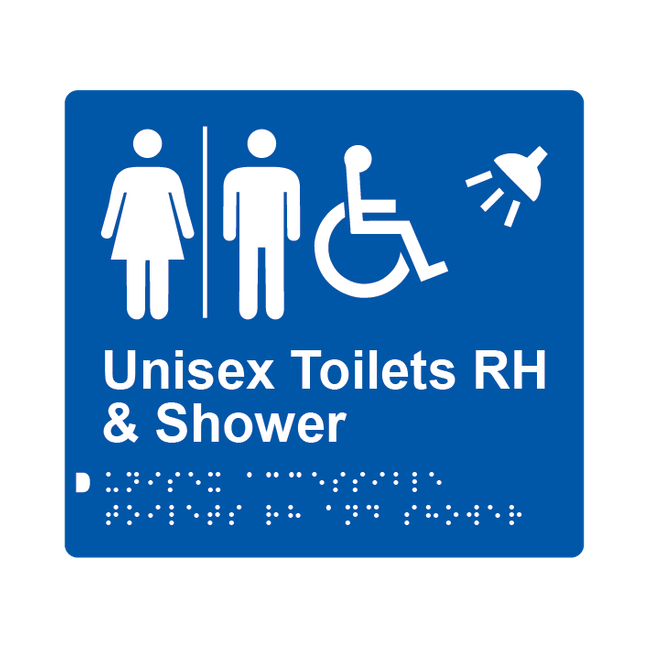 L1042 Unisex Accessible Toilets RH & Shower (Airlock) Braille Sign 200x180mm