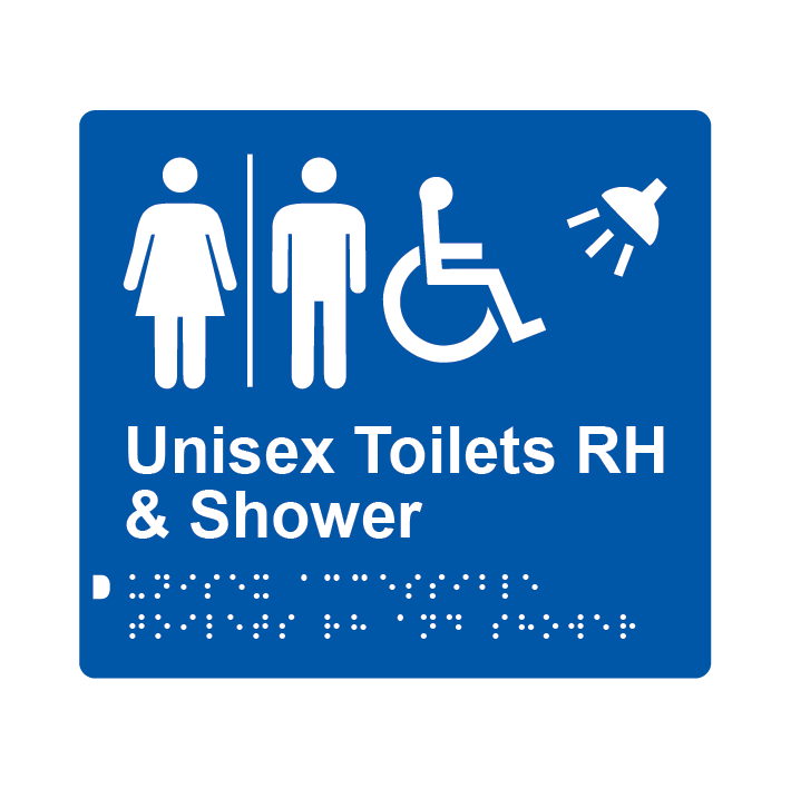 L1042 Unisex Accessible Toilets RH & Shower (Airlock) Braille Sign 200x180mm
