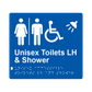 L1041 Unisex Accessible Toilets LH & Shower (Airlock) Braille Sign 200x180mm