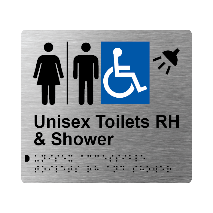 L1042 Unisex Accessible Toilets RH & Shower (Airlock) Braille Sign 200x180mm