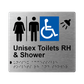 L1042 Unisex Accessible Toilets RH & Shower (Airlock) Braille Sign 200x180mm