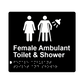 L1057 Female Ambulant Toilet & Shower Braille Sign 200x180mm BLK