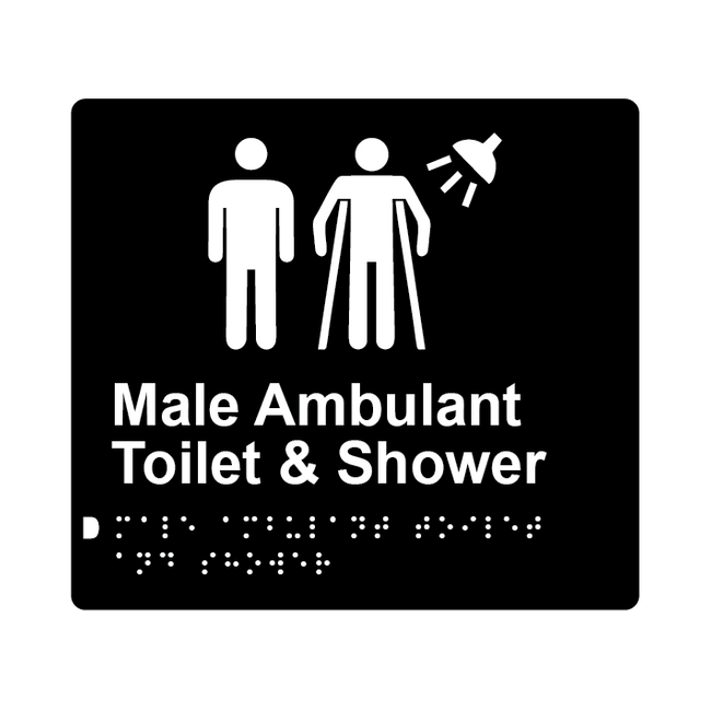 L1056 Male Ambulant Toilet & Shower Braille Sign 200x180mm