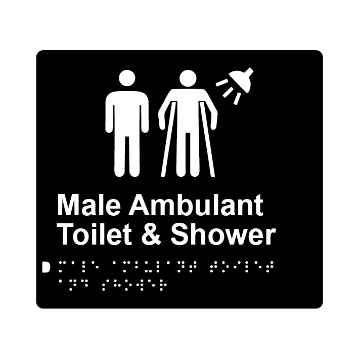 L1056 Male Ambulant Toilet & Shower Braille Sign 200x180mm