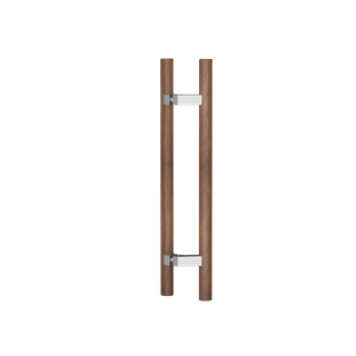 C3504 Round Section Offset H-Pull Handle Set 32 x 400 CTC x 600 OA WALNUT`#