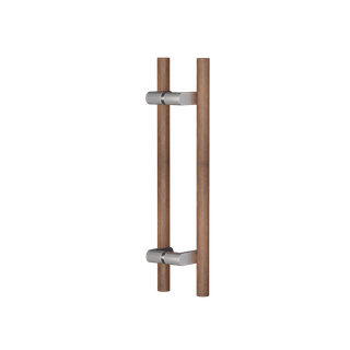 C3604 Round Section Offset H-Pull Handle Set 32 x 400 CTC x 600 OA WALNUT