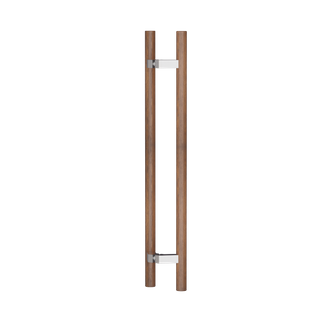 C3506 Round Section Offset H-Pull Handle Set 32 x 600 CTC x 800 OA WALNUT