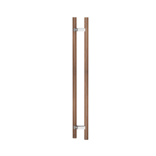 C3508 Round Section Offset H-Pull Handle Set 32 x 800 CTC x 1000 OA WALNUT