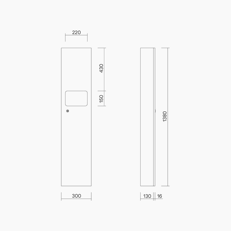 Surface Mounted Paper Towel Dispenser And Waste Receptacle