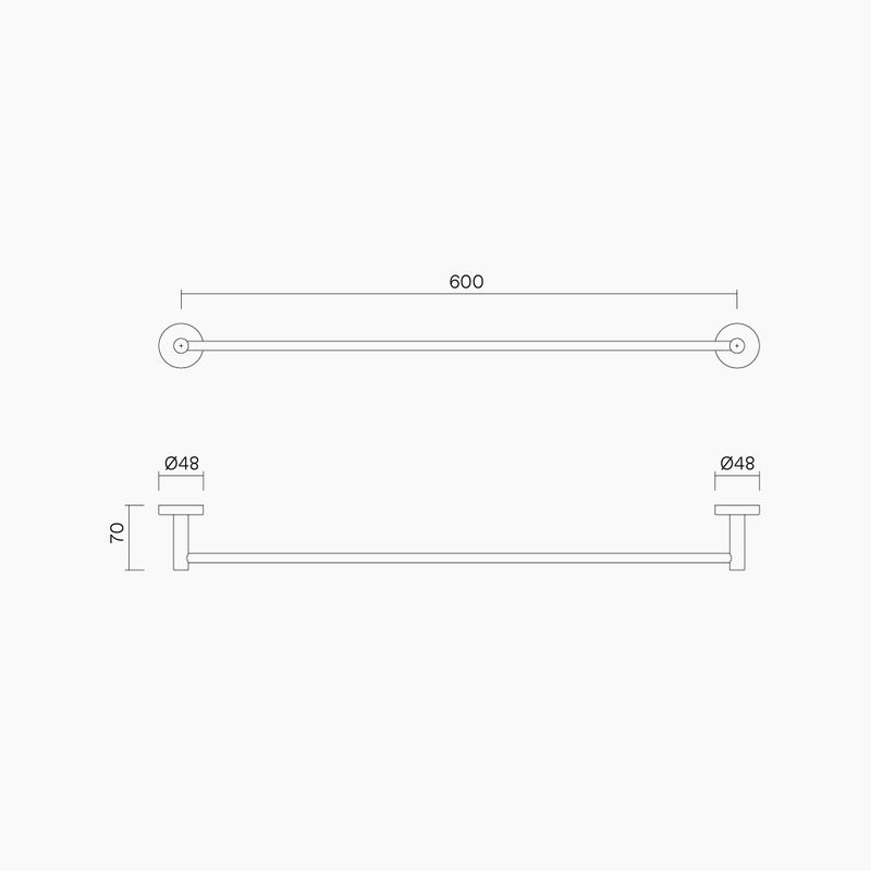 Dual Fix Single Towel Rail 600mm PSS