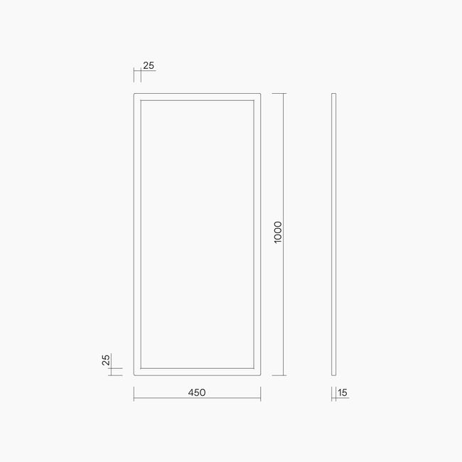 Disabled Compliant SSS Framed Mirror Without Shelf 1000x450mm