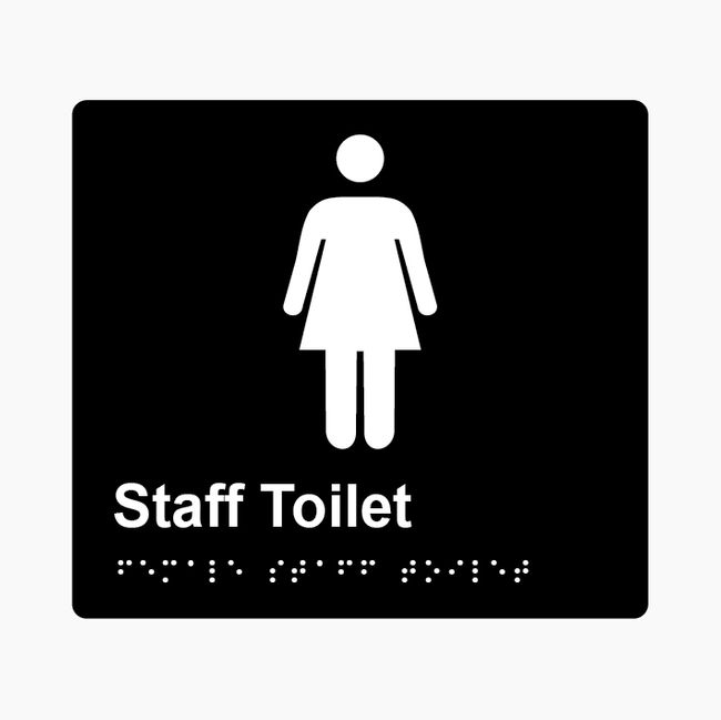 Female Staff Toilet Braille Sign 200x180mm BLK #