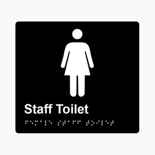 Female Staff Toilet Braille Sign 200x180mm BLK #