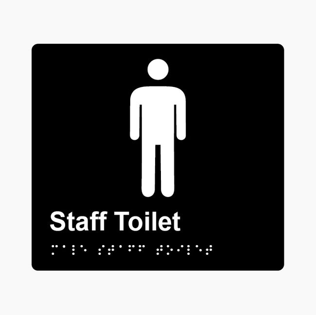 Male Staff Toilet Braille Sign 200x180mm BLK #