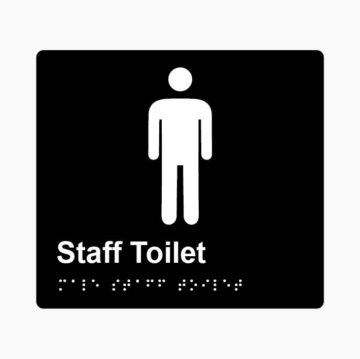 Male Staff Toilet Braille Sign 200x180mm BLK #