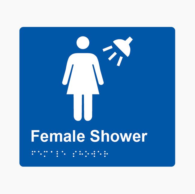 Female Shower Braille Sign 200x180mm BLU #