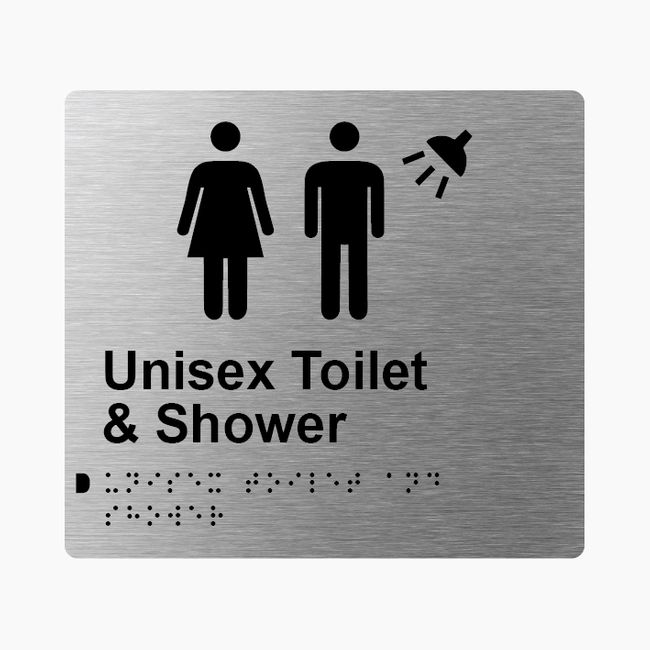 Unisex Toilet & Shower Braille Sign 200x180mm SSS #